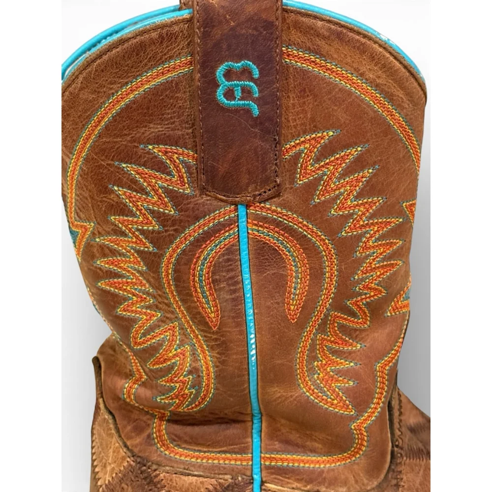 Anderson Bean Horse Power Crazy Train Patchwork Kids 8” Leather Boots Sz 13 - Picture 8 of 11